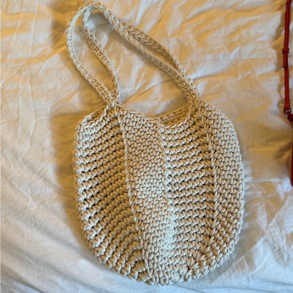 Elegant Cream Knit Tote Bag